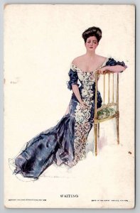 Glamour Girl Waiting Artist Signed Howard Chandler Postcard D21