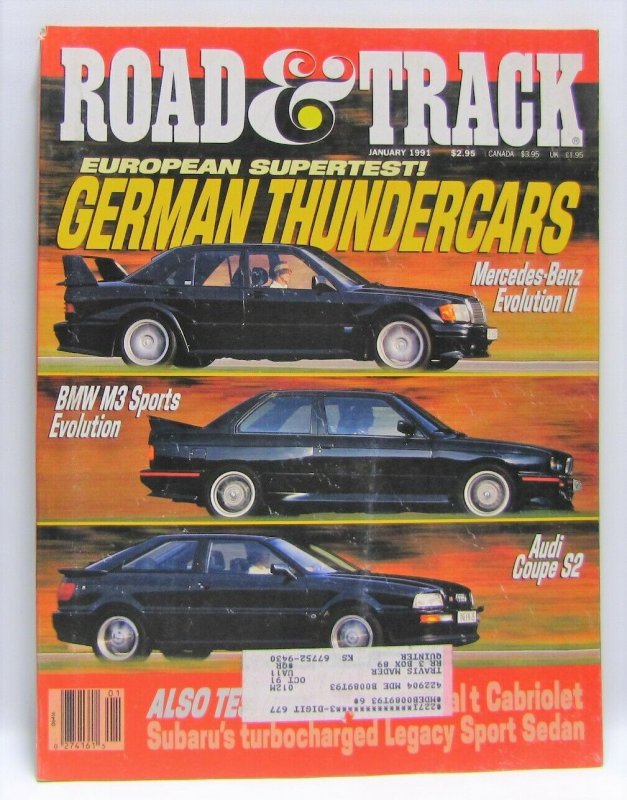 Road & Track January 1991 Vintage Magazine German Thundercars 