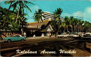 Market Place, Kalakaua Ave Waikiki HI Vintage Postcard G73