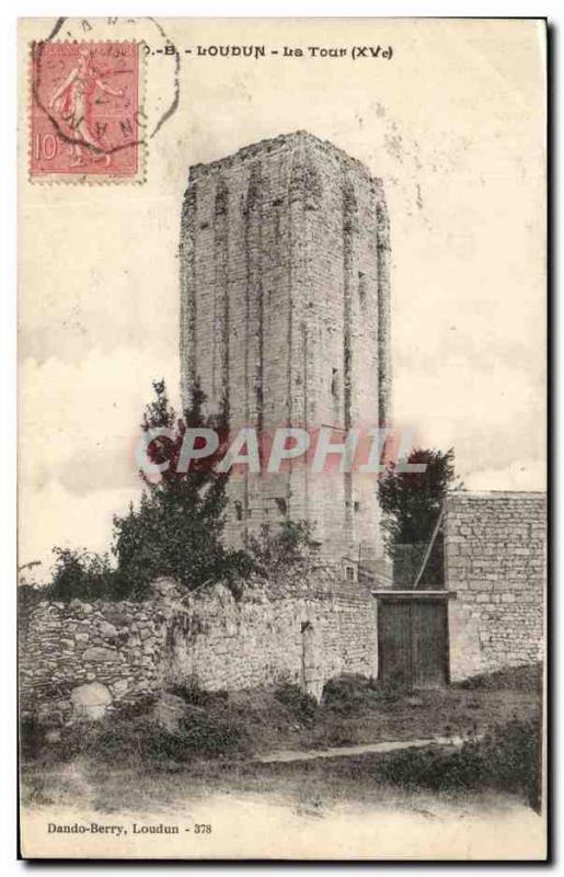 Old Postcard Loudun Tower