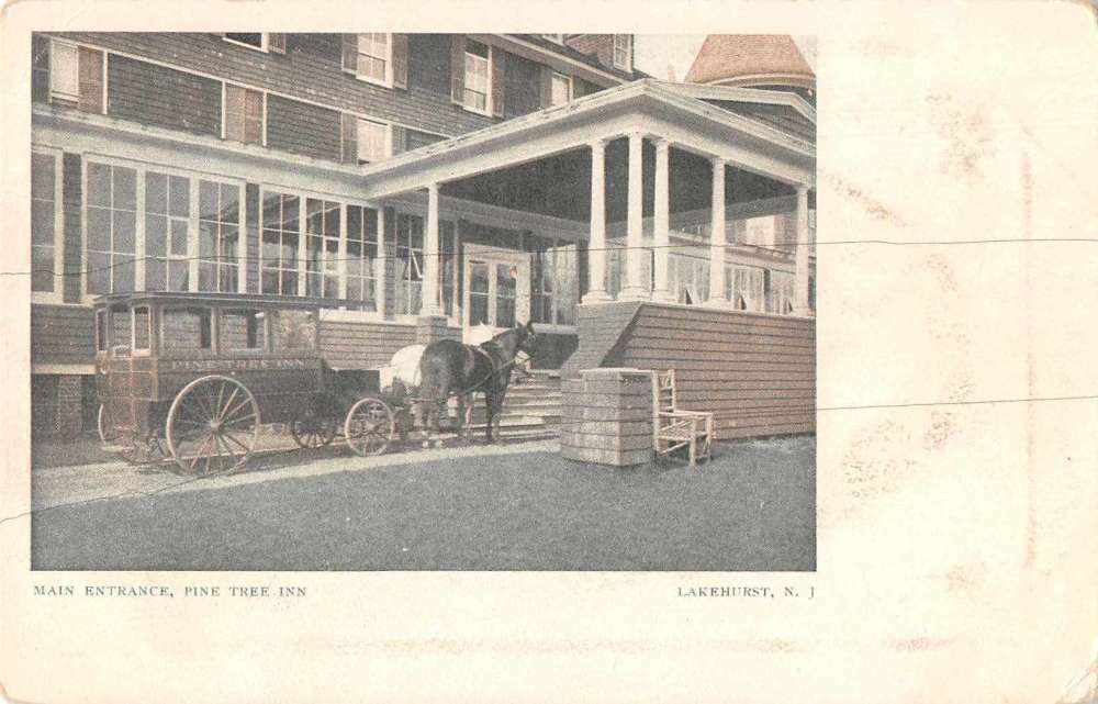 Lakehurst New Jersey Pine Tree Inn Main Entrance Vintage Postcard