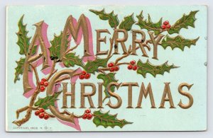 A Merry Christmas Embossed Postcard 1908  P3