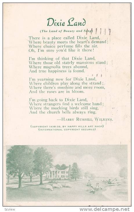 Tree-lined path, DIxie Land (The Land of Beauty and Song) by Harry Russell Wi...