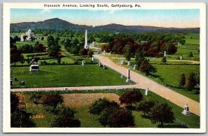 Gettysburg Pennsylvania 1930s Postcard Hancock Avenue Civil War Battlefield