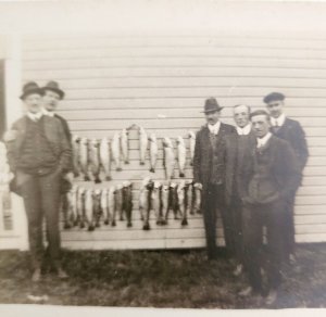 RPPC CYKO Men With Fish c1905 Victorian Era Clothing Rare Unposted PCBG6A