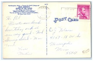 Northampton Massachusetts Postcard Jack August House Sea Foods Multiview c1964