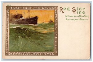 c1910's Red Star Line Steamer Antwerpen New York Antwerpen Boston Postcard 