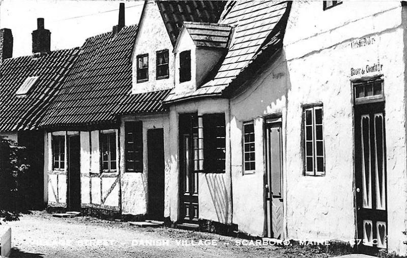 Scarboro ME Danish Village on US Route 1 Village Street RPPC Postcard