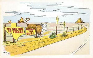 Amarillo Texas 1950s Laff O Gram Postcard Your Are Now In Texas Beware The Bull