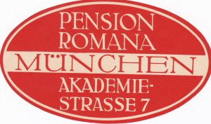 Germany Muenchen Pension Romana Vintage Luggage Label sk2834