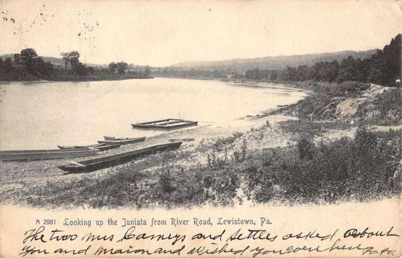 Lewiston Pennsylvania River Road From Juniata Antique Postcard K33448 