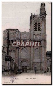 Old Postcard Sens La Cathedrale