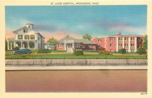 Middleboro MA~St Lukes Hospital~House Next Door~1940s Linen Postcard