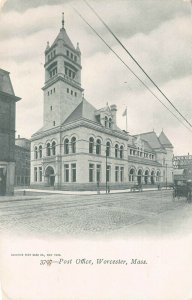 Post Office, Worcester, Massachusetts, Very Early Postcard, Unused