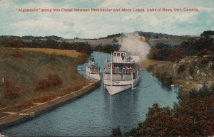 Postcard Ship Algonquin Going Into Canal Peninsular Mary Lakes Ontario Canada