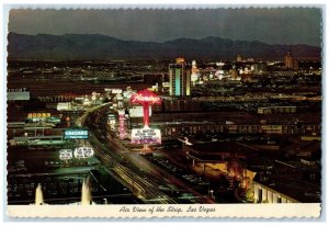 1977 Air View Night Lights Strip Exterior Building Las Vegas Nevada NV Postcard