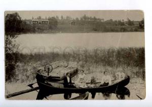 214060 FINLAND boat raft helm Vintage photo postcard