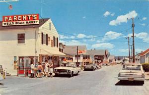 Wells Beach Maine Business District Street View Vintage Postcard K96089