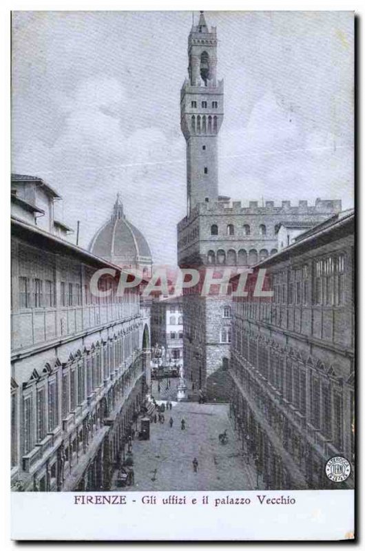 Old Postcard Firenze Gli Uffizi e il Palazzo Vecchio