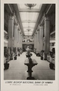 RPP Postcard Lobby Bishop National Bank of Hawaii HI Honolulu