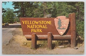 Yellowstone National Park~Entrance Sign Dept of Interior~Vintage Postcard