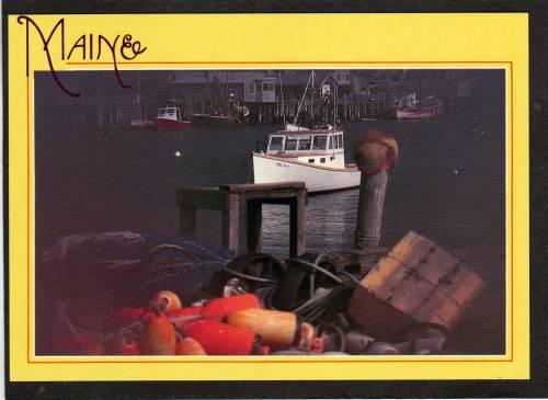 ME Fishing Boats Harbor in NEW HARBOR MAINE Postcard