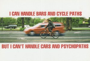 Bicycle Cycle Paths vs Psychopath Car Drivers Sussex Postcard