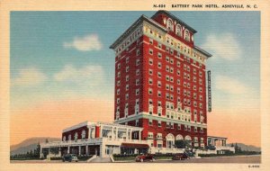 ASHEVILLE, North Carolina~NC   BATTERY PARK HOTEL~Street View   c1940's Postcard