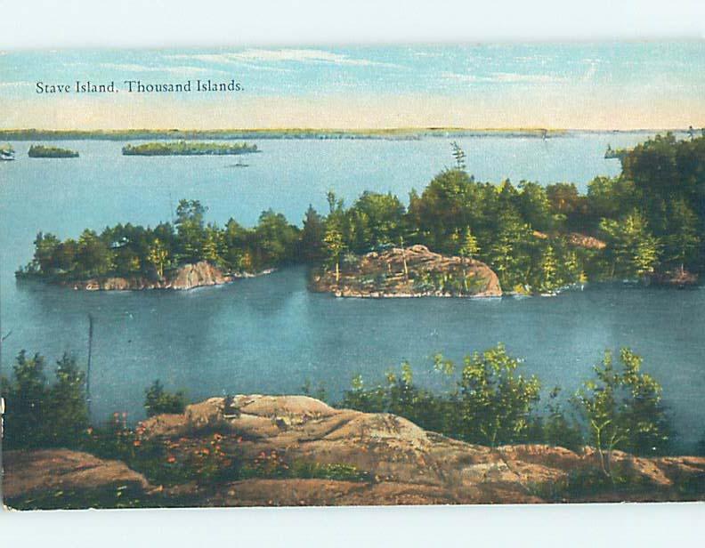 Divided-Back WATER SCENE Stave Island - Thousand Islands New York NY hk2989