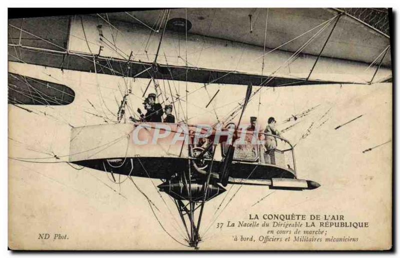 Old Postcard Jet Aviation Airship Zeppelin airship Platform The Republic marc...