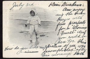 1905 ASBURY PARK NJ*POSTCARD*CHILD ON BEACH*4TH OF JULY*QUIRK*PHILADELPHIA*