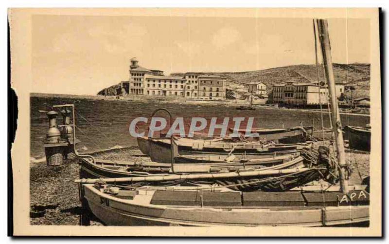 Banyuls Old Postcard Beach and laboratory