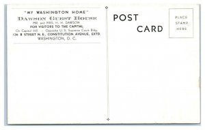 WASHINGTON D.C. ~ Roadside DAWSON GUEST HOUSE Capitol Hill c1940s Postcard
