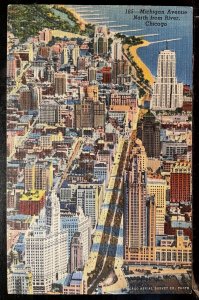 Vintage Postcard 1942 Aerial View of Michigan Avenue, Chicago, Illinois (IL)
