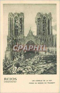 Old Postcard Reims Cathedral Attic Nef taken the top of the transept