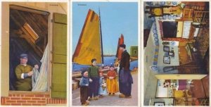 Volendam Wacky Lounge Huge Clock Boat Mending Curtains 3x Dutch Postcard s