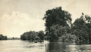 Circa 1900-05 Fishing on Old St. Joe River Elkhart, Indiana Vintage Postcard P9