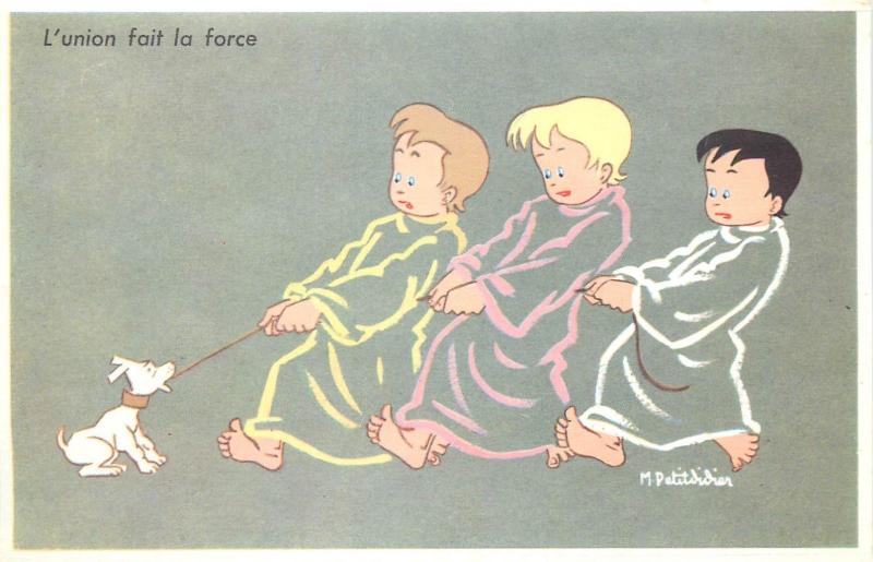 M. PETITDIDIER french artist signed children comic caricatures postcards set