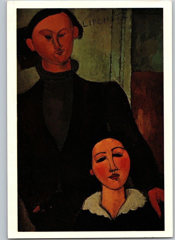 Jacques Lipschitz & His Wife 1916 Amedeo Modigliani Art Chicago Vintage Postcard