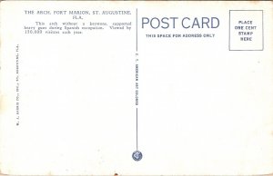 Arch Fort Marion St Augustine FL Florida WB Postcard VTG UNP Curt Teich Vintage 