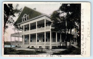 SIOUX CITY, IA Iowa  Sioux City BOAT CLUB 1906 Kropp Postcard