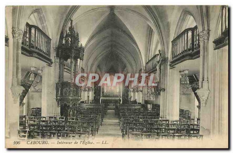 Old Postcard Cabourg Interior of the Church