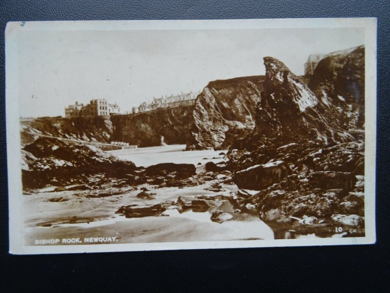 Cornwall NEWQUAY Bishop Rock c1940's Old RP Postcard by R.A.Postcards