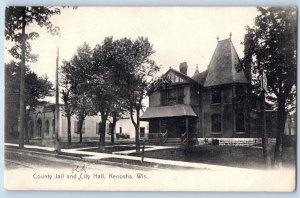 1912 County Jail City Hall Building Roadside Pathways Kenosha Wisconsin Postcard