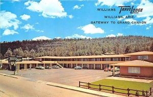 Williams AZ TraveLodge Motel Old Cars Gateway to Grand Canyon Postcard