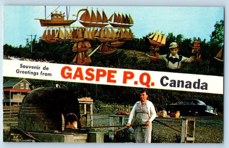 1960 Gaspe Quebec Canada Postcard Bateaux Vendre Gaspe Nord Boats Sale Highway