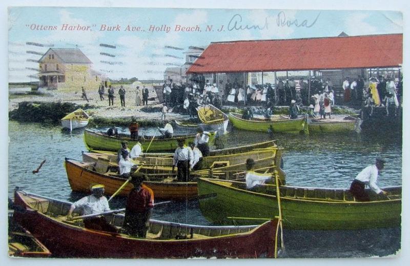 VINTAGE 1910 POSTCARD - OTTENS HARBOR BURK AVE. HOLLY BEACH NJ