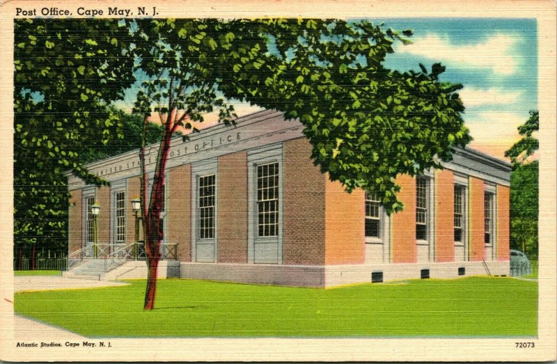 Vtg Linen Postcard - Post Office Building - Cape May New Jersey NJ - UNP