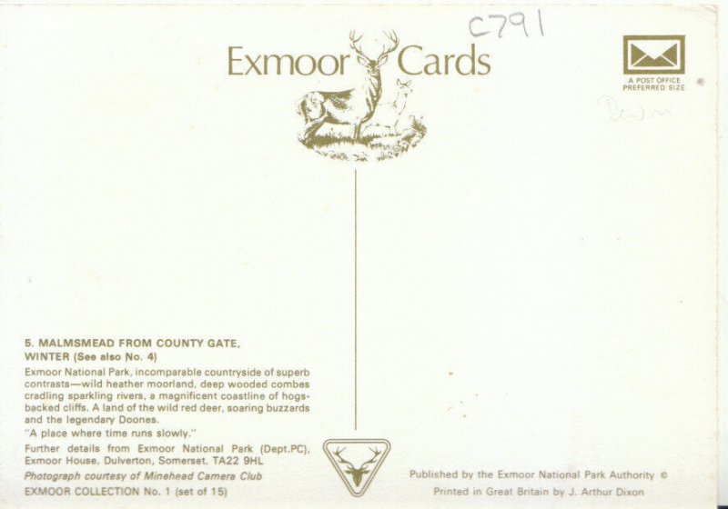 Devon Postcard - Malmsmead from County Gate - Winter - Showing Sheep    TZ5090