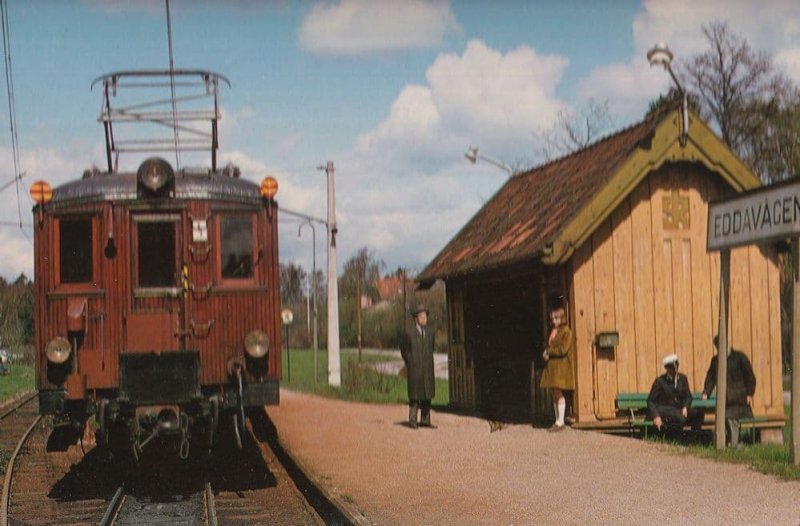 Anten Grafsnas Jarnvag Alingsas Eddavagen Station Sweden Train Postcard